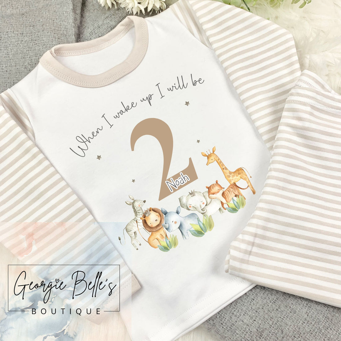 Personalised Birthday Pyjamas -  Safari Design