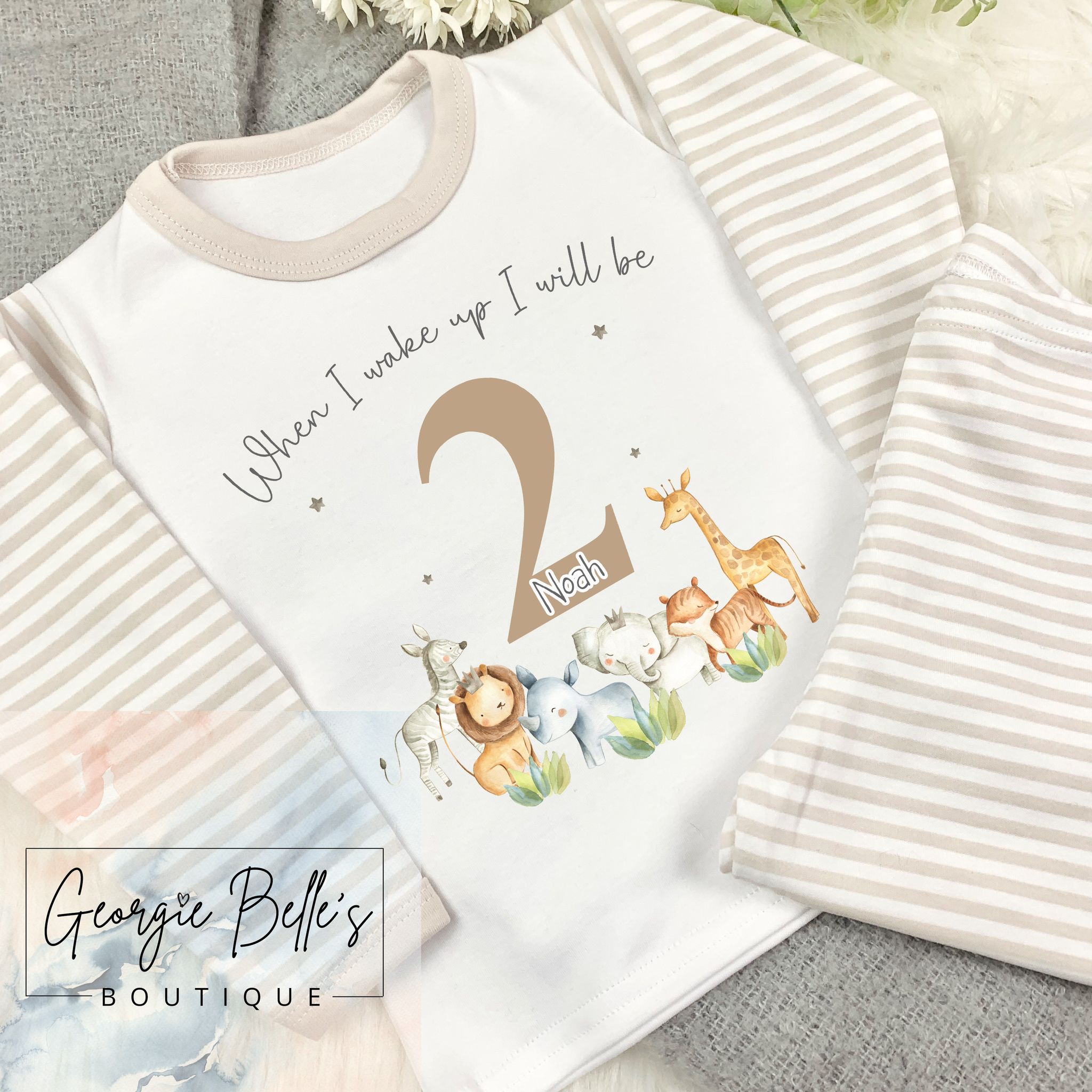 Personalised Birthday Pyjamas -  Safari Design