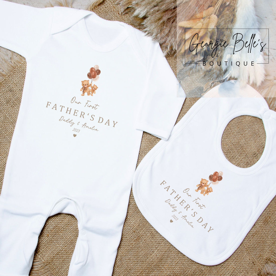 Fathers Day Personalised Babygrow- Teddy Design