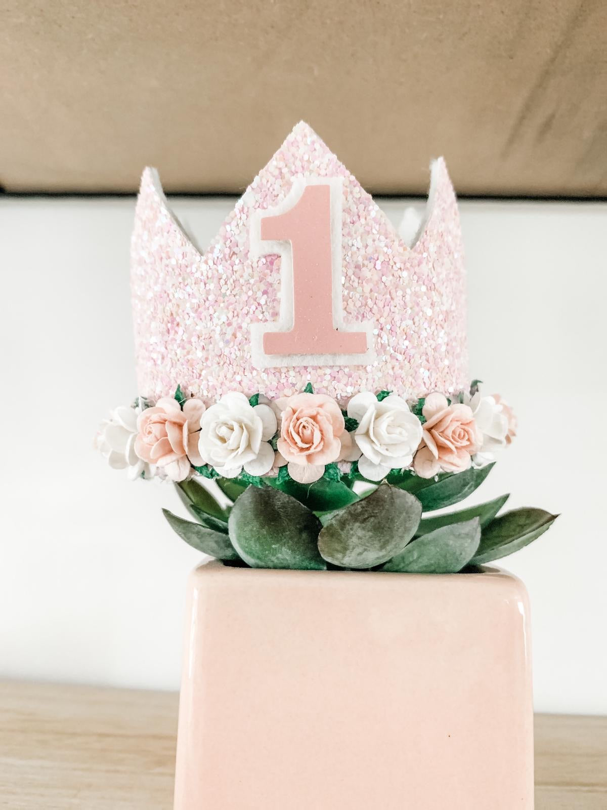 Pink Glitter Birthday Crown