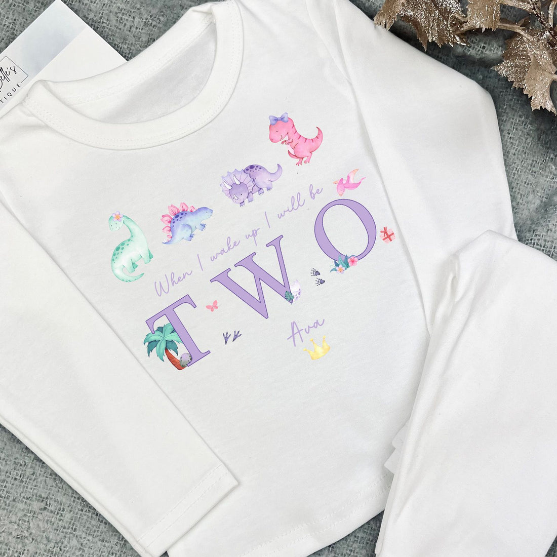 Girls Dinosaur Personalised Birthday Pyjamas