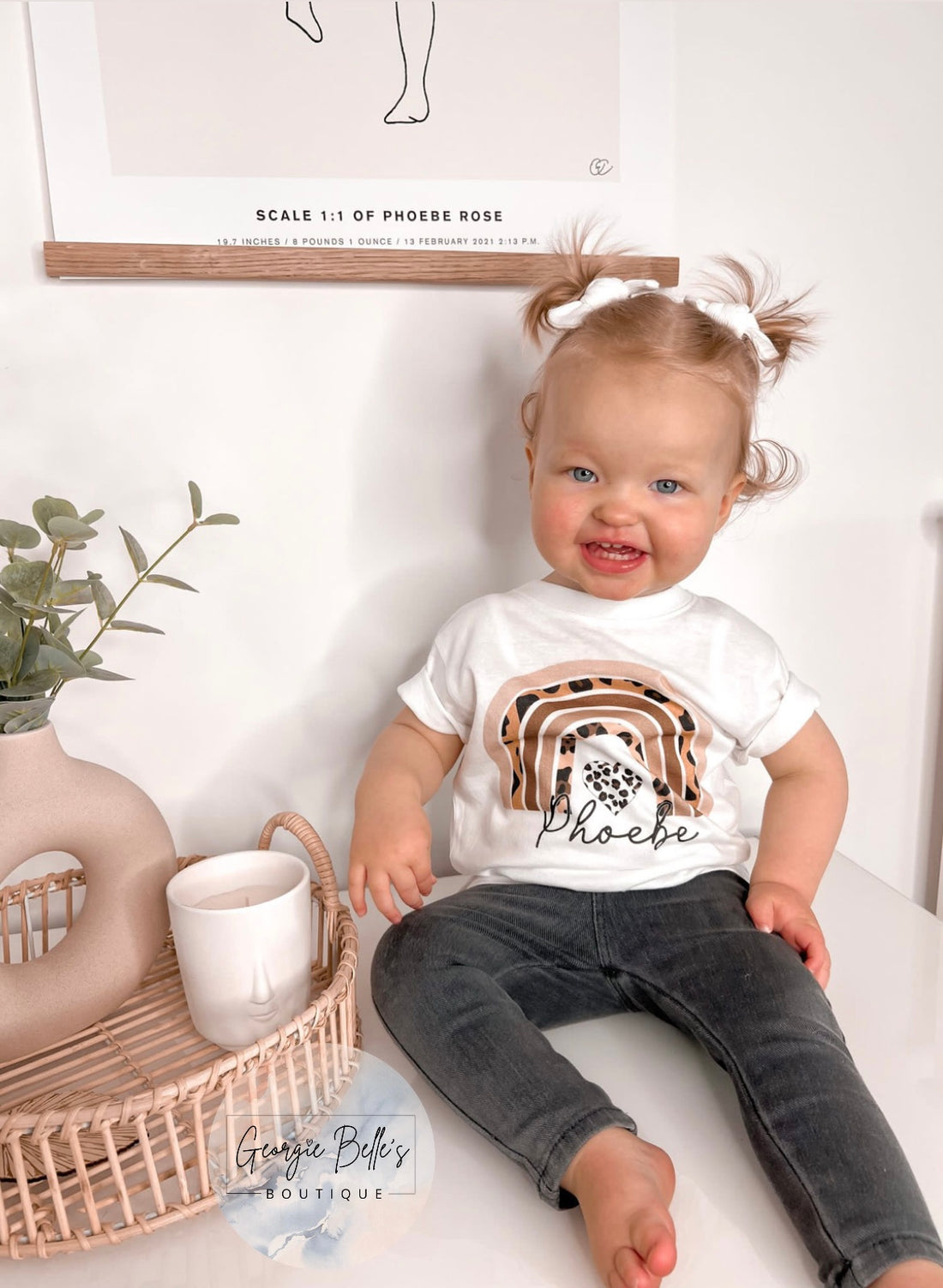 Personalised Leopard Print Rainbow T-Shirt