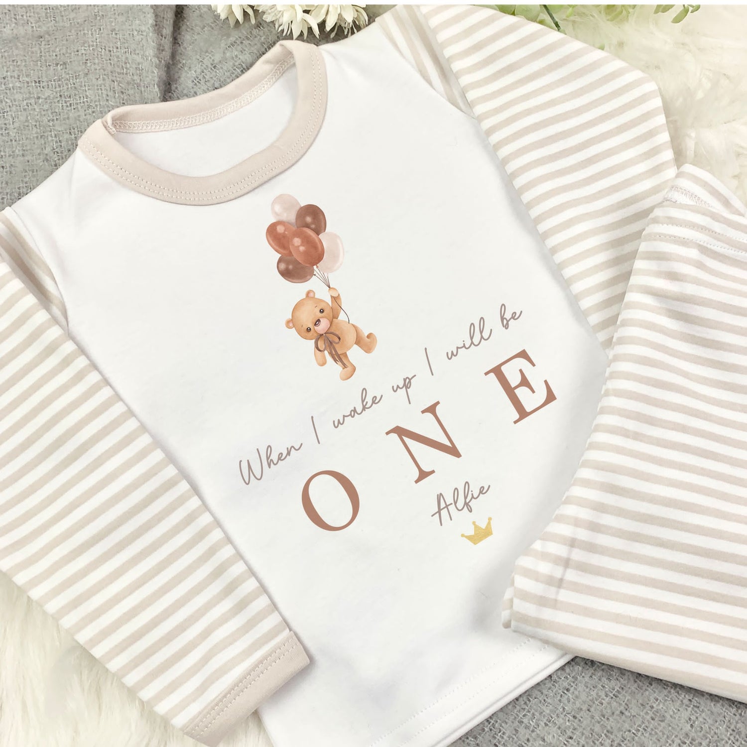 Personalised Birthday Pyjamas -  Nude Bear Design