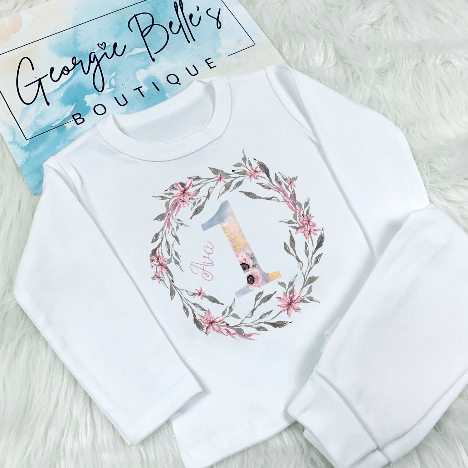 Personalised Birthday Pyjamas - Floral Wreath Design