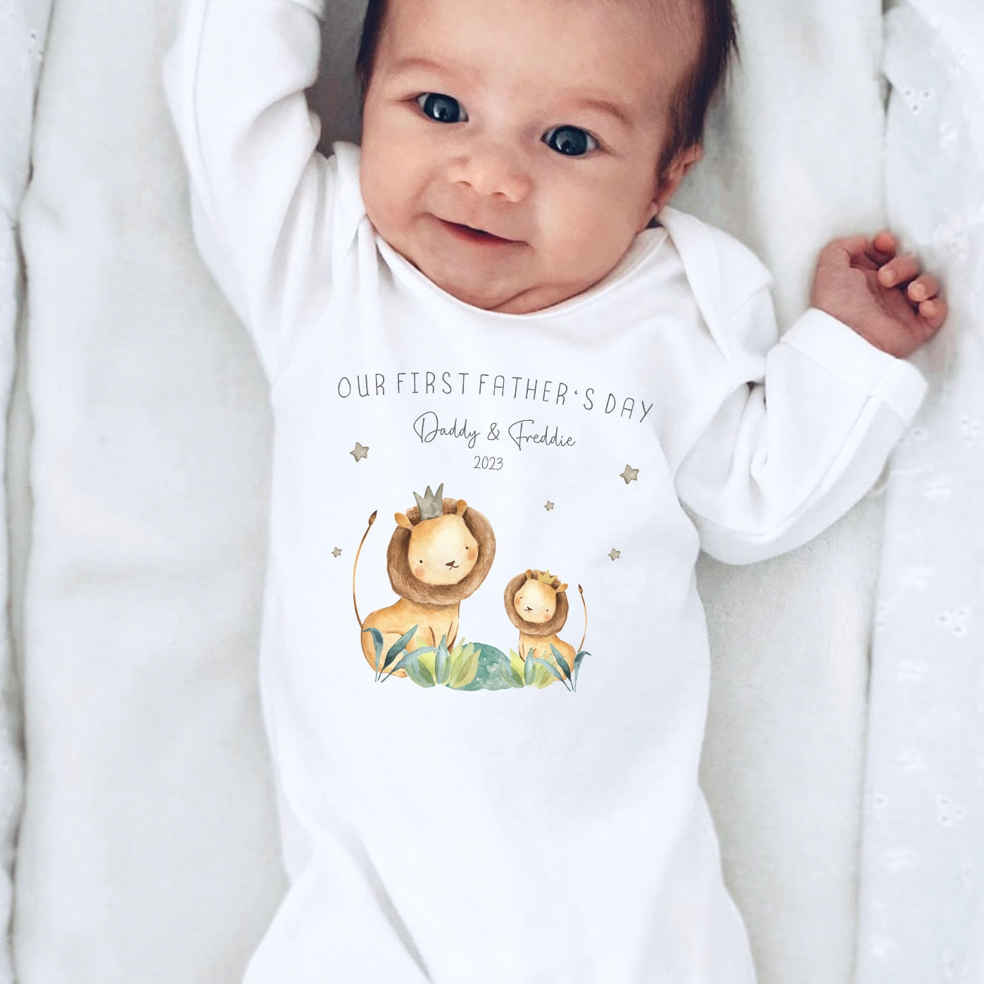 Fathers Day Personalised Babygrow- Lion Design