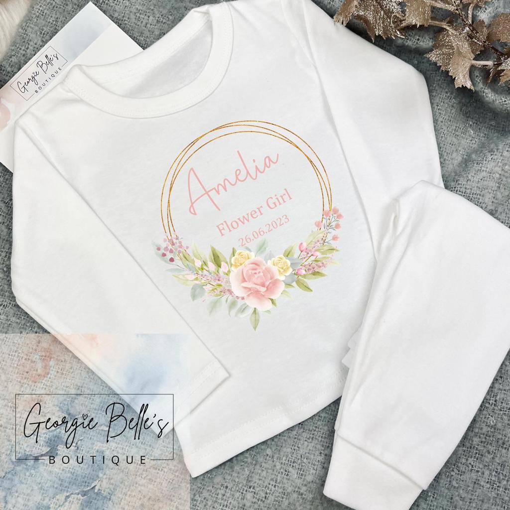 Personalised Flower Girl Pyjamas - Pink Design