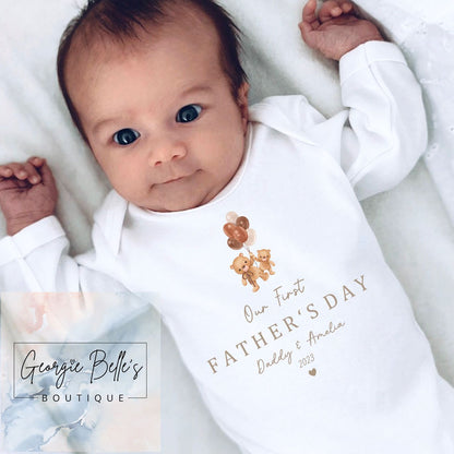 Fathers Day Personalised Babygrow- Teddy Design