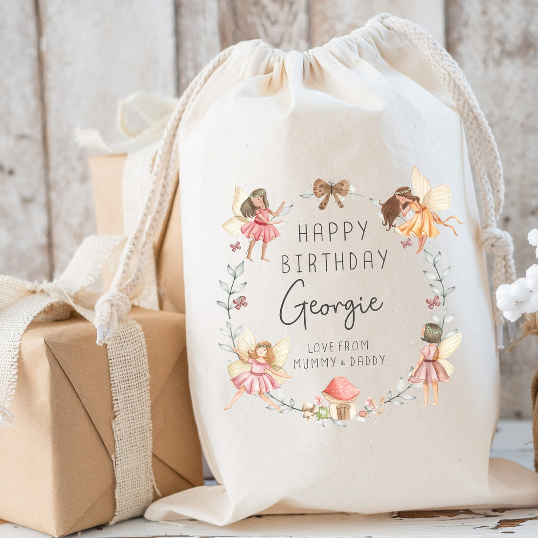 Luxury Premium Cotton Fairy Birthday Sack